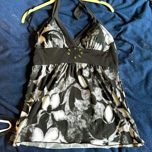 Black & white halter top